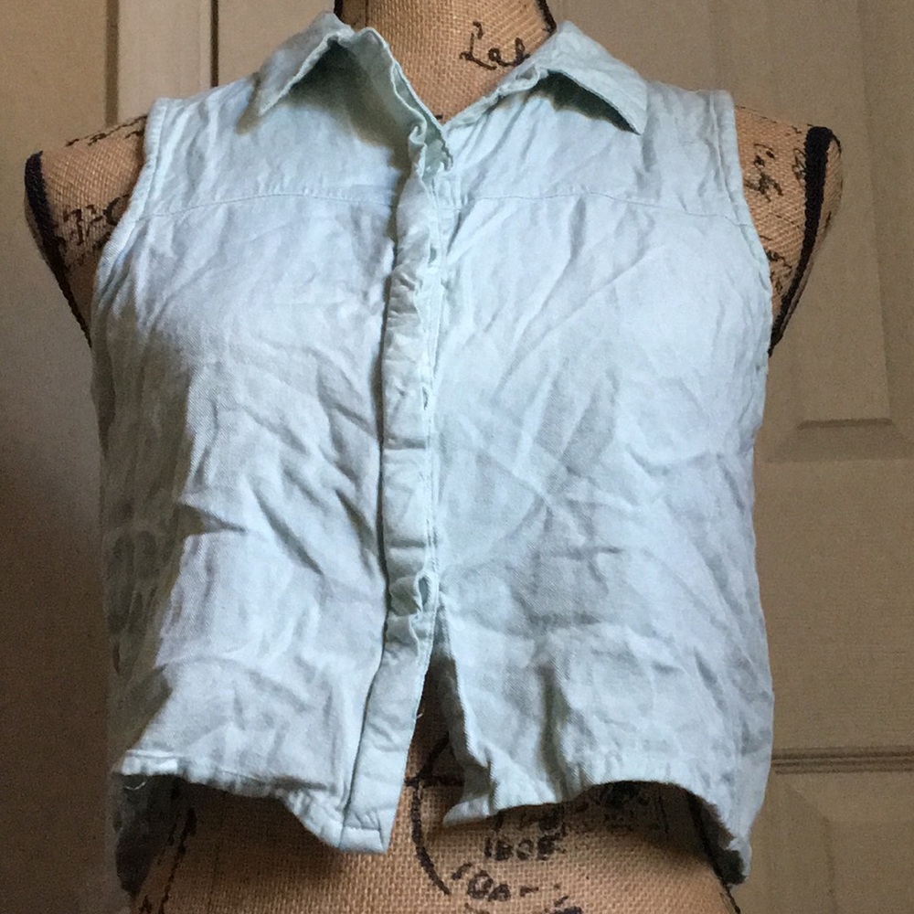 Collar Button Down Crop Top